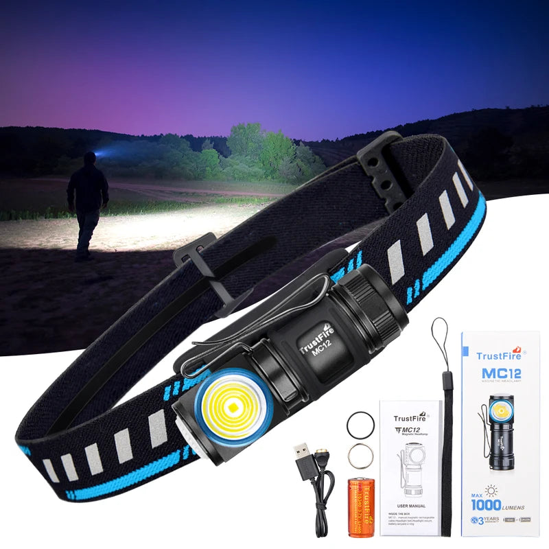 Rechargeable LED Headlamp 1000 Lumens - Camping, Outdoors, EDC