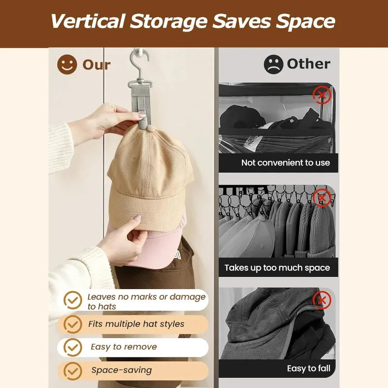 Over The Door Hat Organizer - Space Saving Baseball Cap Storage Rack
