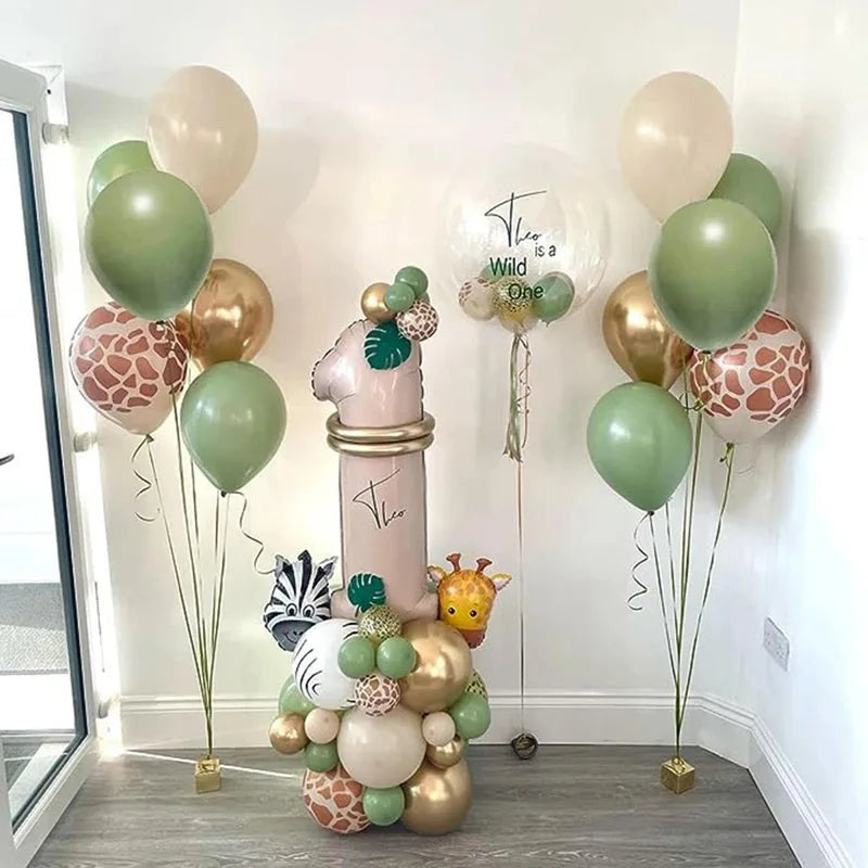 Jungle Latex Balloon Set with Number 0-9 for Birthday & Baby Shower Parties