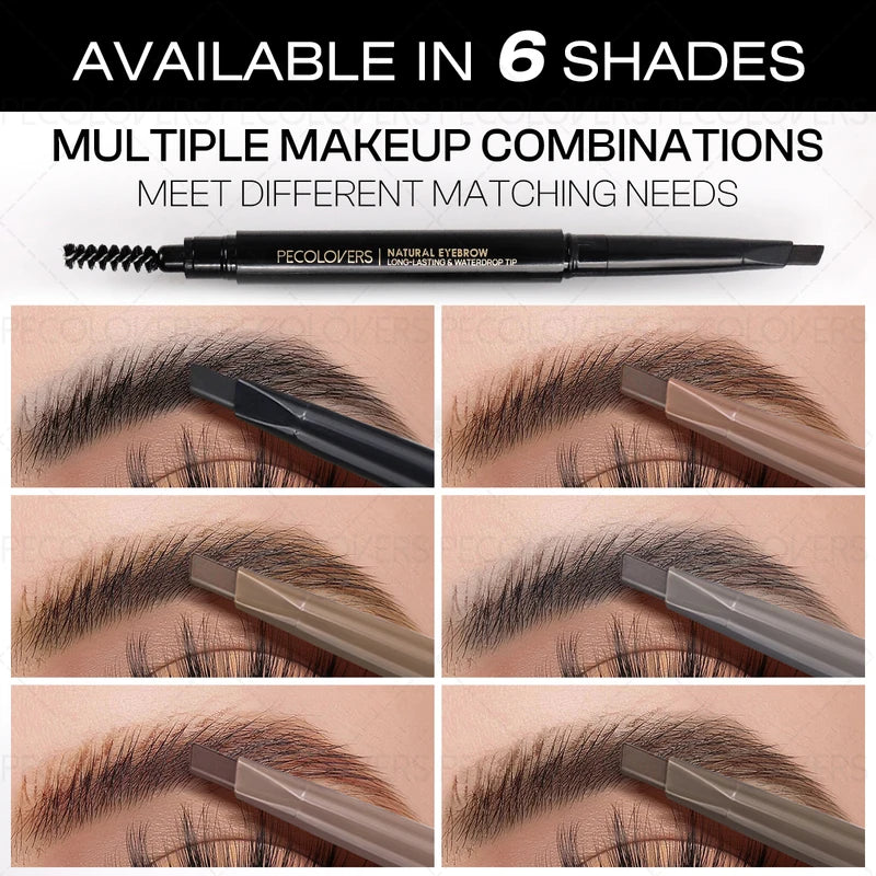 Long Lasting Double-Headed Eyebrow Pencil with Triangle Tip for Natural Makeup
