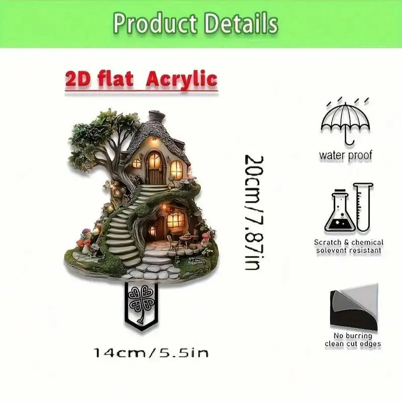 Whimsical Treehouse Garden Stake for Outdoor Potted Plants and Flower Beds