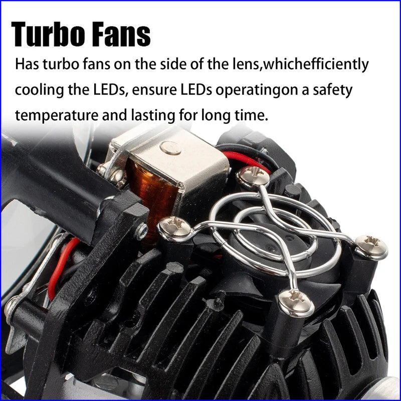 90W Bi-LED Projector Lens Kit for Car Headlights - Universal Fit, Blue Tint