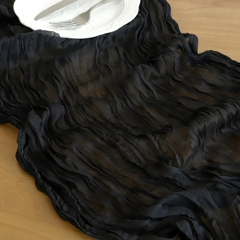 Black Cheesecloth Table Runner Halloween Wedding Decor Rustic Boho Party