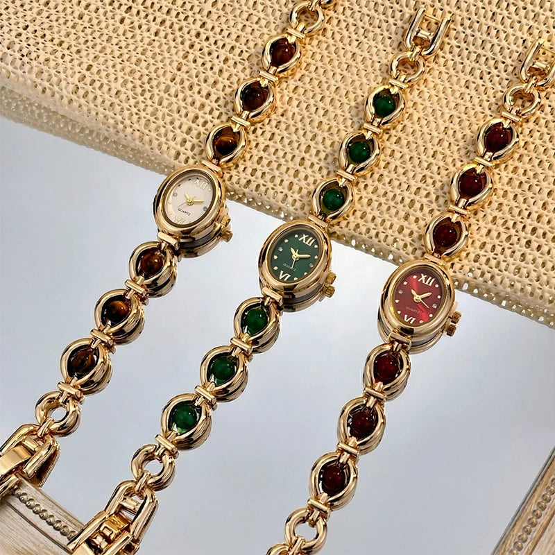 Elegant Oval Women's Wrist Watch with Sparkling Stones, Luxury Style
