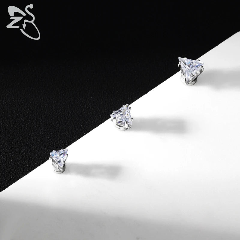 Magnetic Clip-On Earrings Star Heart Shape CZ Crystal No Piercing Jewelry 4-8MM