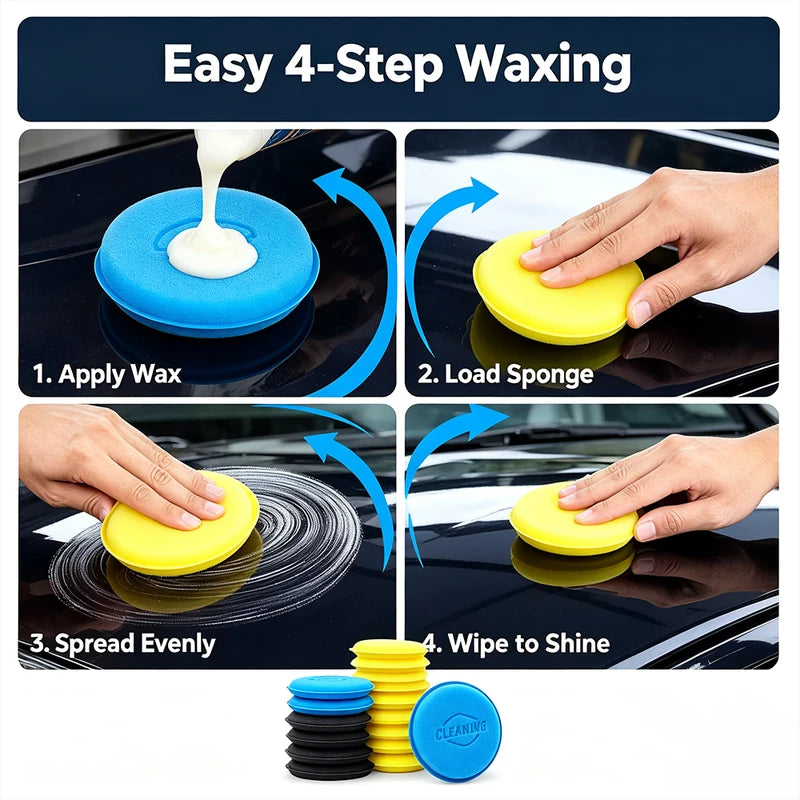 Car Wax Applicator Pads 6 Pack - High-Density Foam Polishing Sponges for Vehicle Detailing