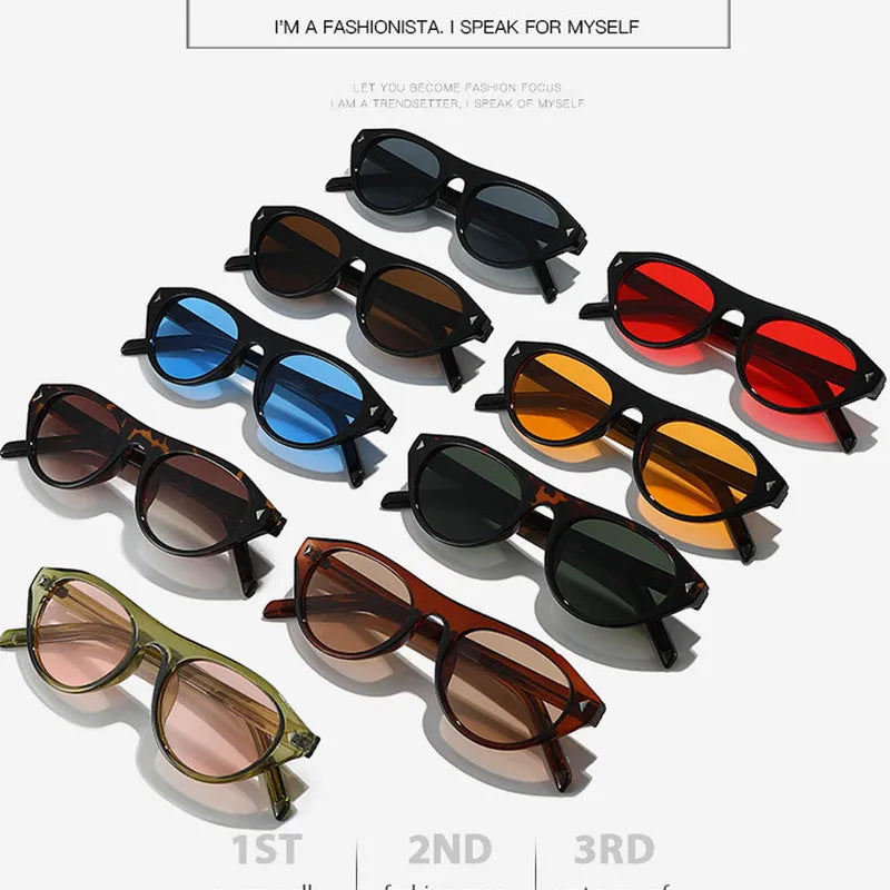 Small Cat Eye Sunglasses for Women Vintage Triangle Rivet Sun Glasses Ladies Elegant Leopard Shades