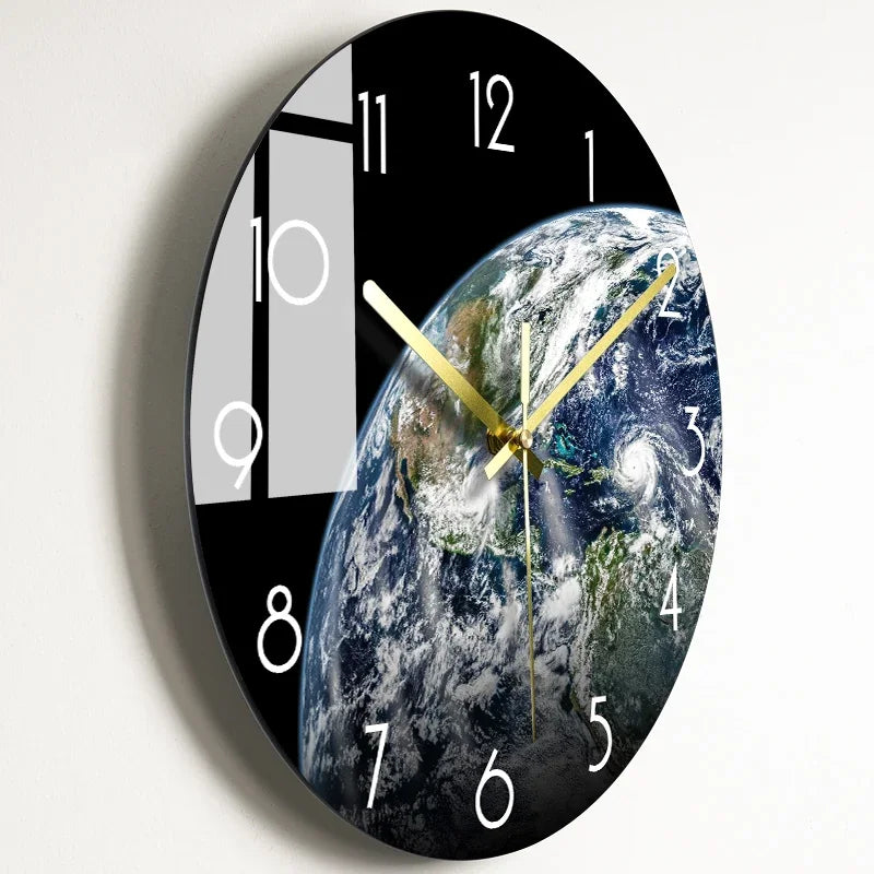 Modern Silent Glass Wall Clock - Large Decorative Watch for Living Room & Kitchen