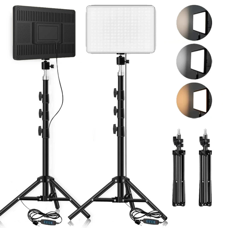 LED Video Lights for Photography and Streaming with Tripod - Selfie & Studio Lamp