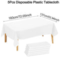 Disposable Plastic Tablecloth - 183x137cm White for Birthday & Wedding Decor