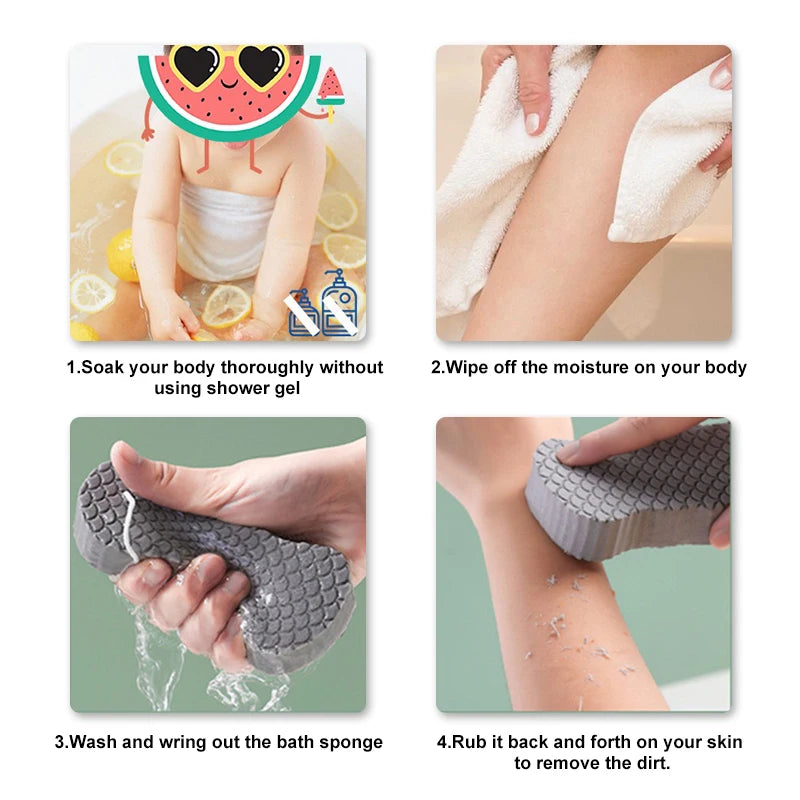 Exfoliating Bath Sponge for Kids and Adults - 3D Magic Body Peeling & Massager