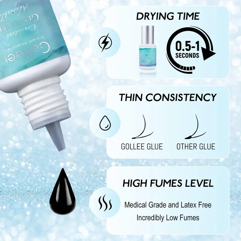 Professional Eyelash Extension Glue - Fast Dry, Waterproof, Latex-Free, 5ml