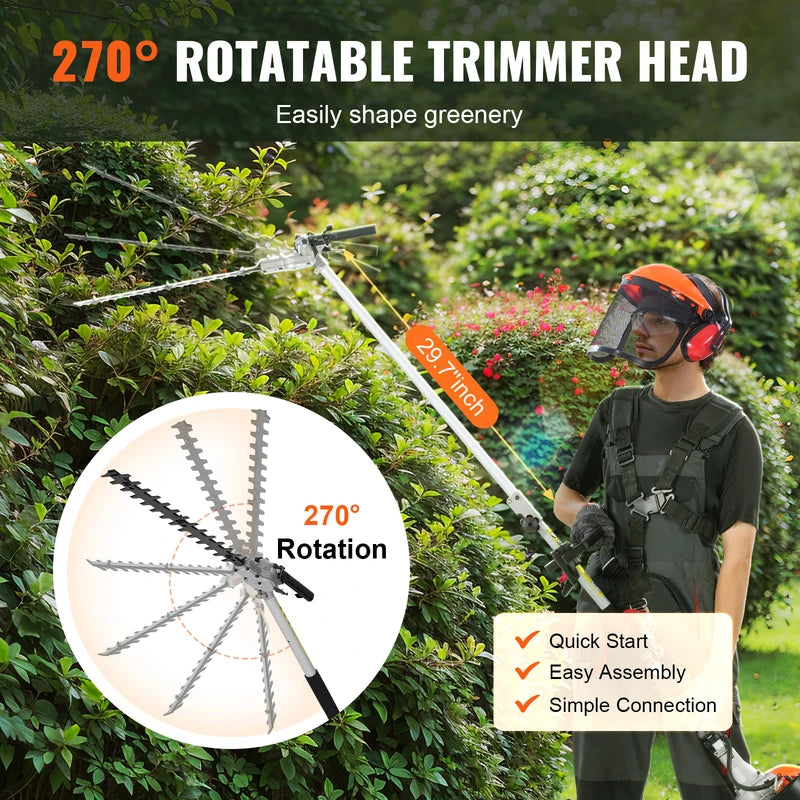 Gas Hedge Trimmer 6-in-1 Multi-Function Power Tool for Garden Maintenance