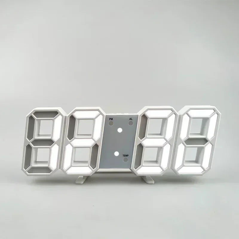 Digital LED Wall & Desk Clock with Alarm and Brightness Adjustments for Home Office Bedroom