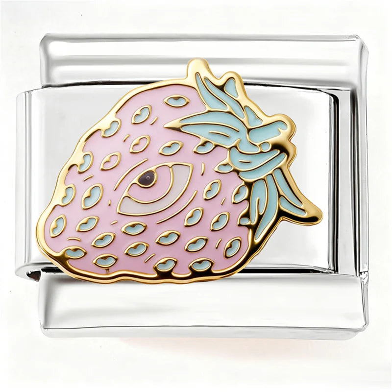 Colorful Cat Strawberry Mushroom Wings Charm Bracelet - Stainless Steel DIY Jewelry Making