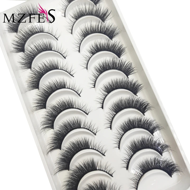 20 Pairs Natural 3D Mink False Lashes Dense Cross & Messy Eye Makeup Extensions