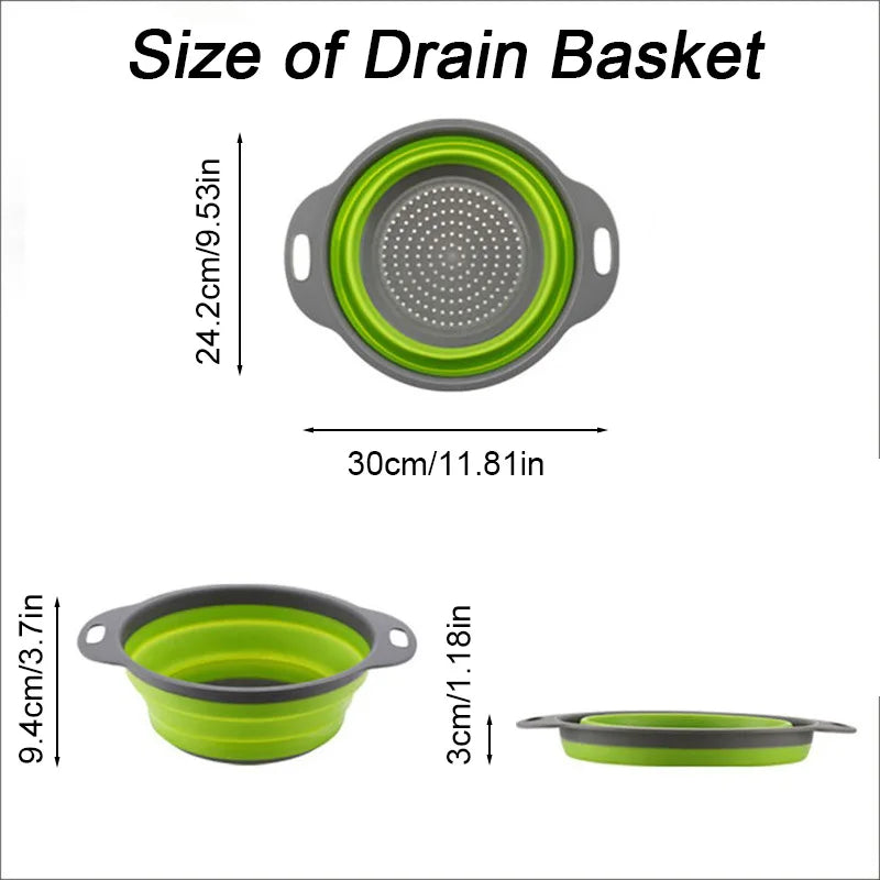 Single-Piece Collapsible Silicone Strainer - Multi-Purpose Kitchen Colander