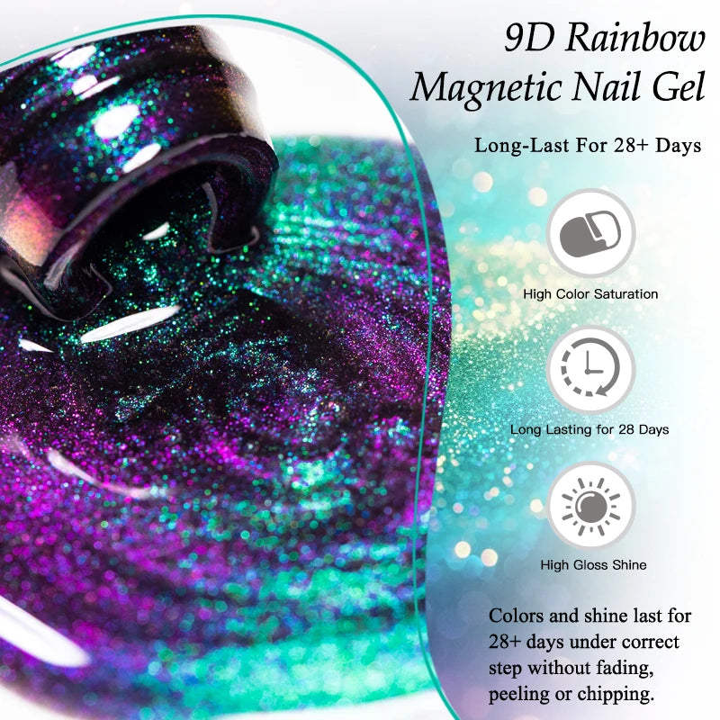 Rainbow Cat Magnetic Gel Nail Polish Chameleon Galaxy Effect UV Soak-Off Varnish