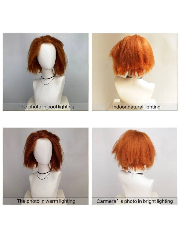 Halloween Costume Wig - Short Orange Brown Synthetic Killer Wig for Men