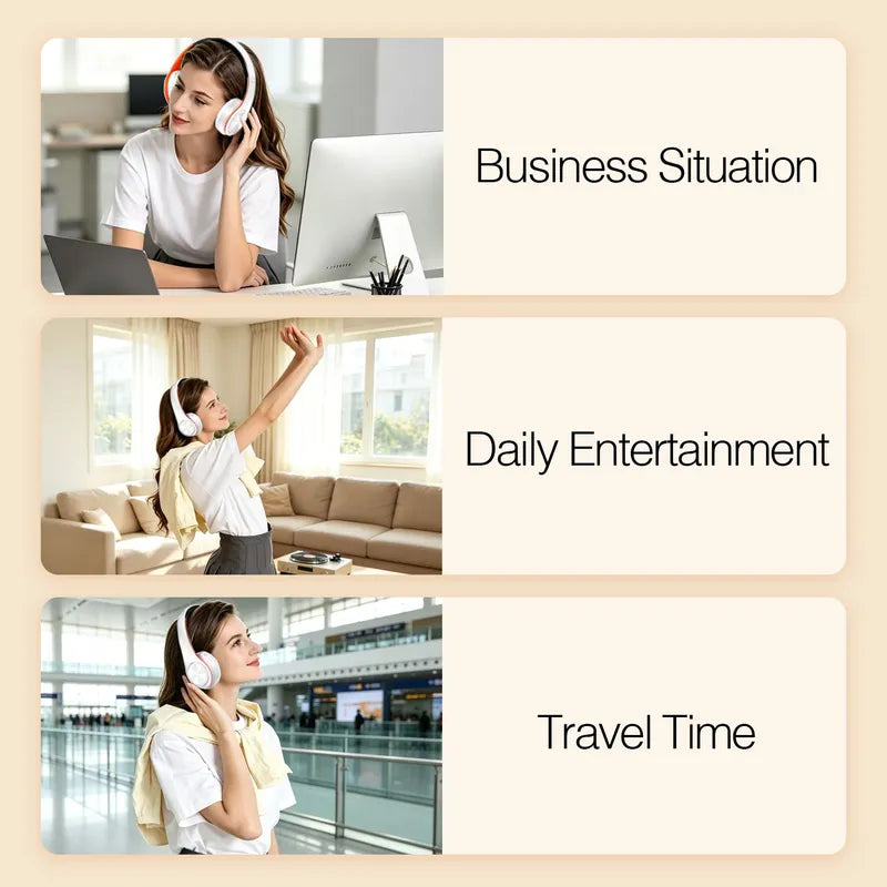 Wireless Bluetooth Headphones with FM Radio Support SD Card Mic Long Battery Life
