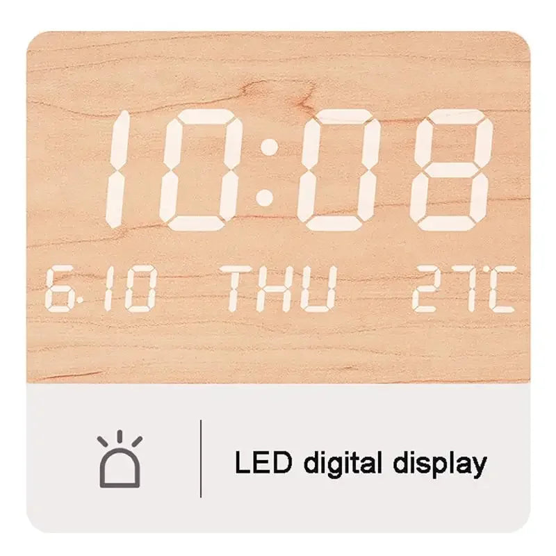 Solid Wood LED Wall Clock - Creative Modern Silent Wall Clock for Living Room Bedroom