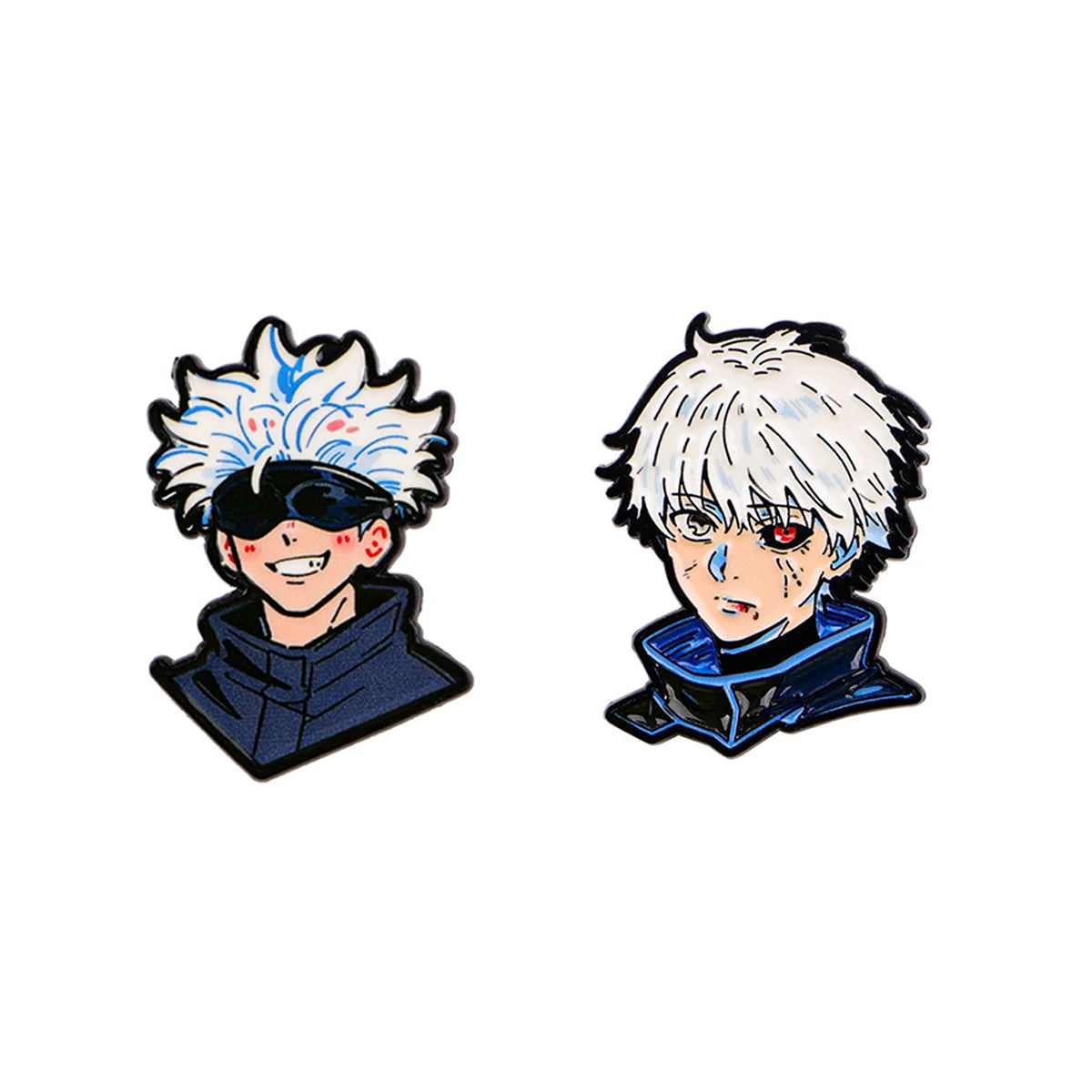 2Pcs Anime Character Lapel Pins - Kaneki Ken Gojō Satoru Enamel Brooches Gift
