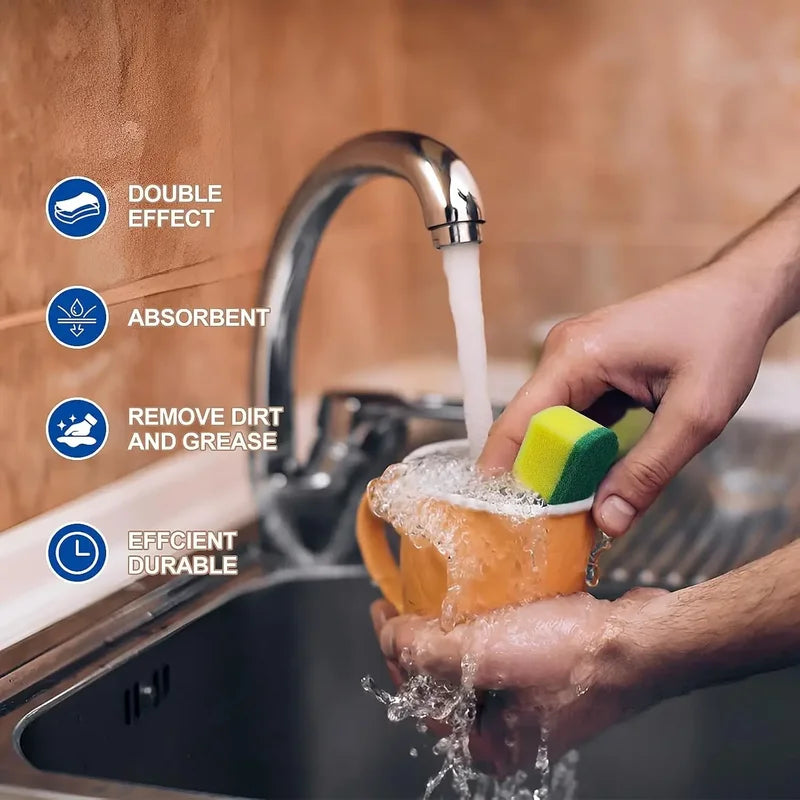 Kitchen Dishwashing Sponge Set - Soft Absorbent Scouring Pad for Household Cleaning