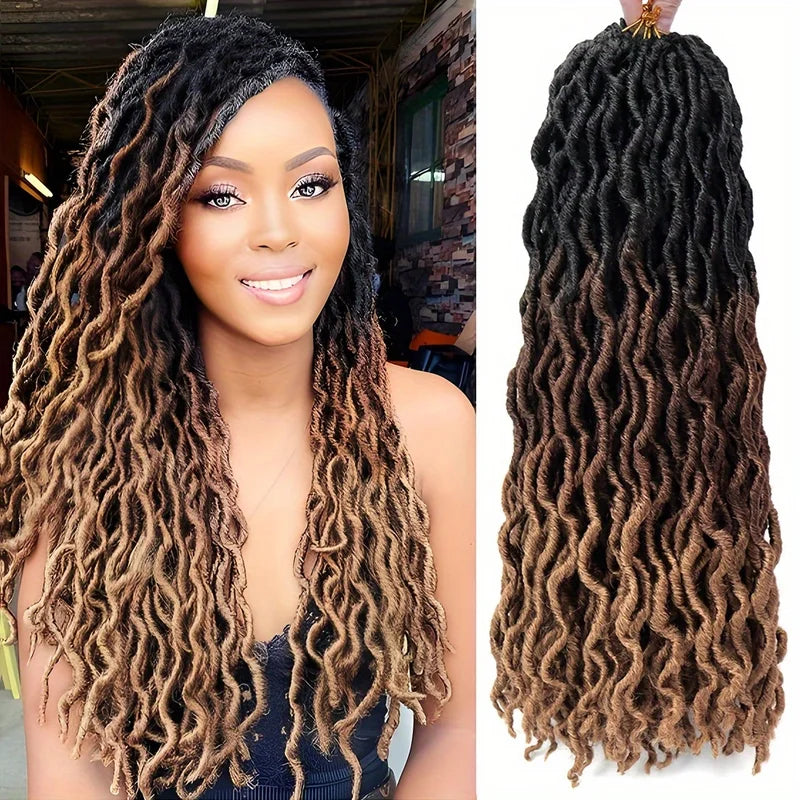 Faux Locs Crochet Hair 12 Strands Gypsy Wavy Dreadlocks 3 Tone Curly Styles