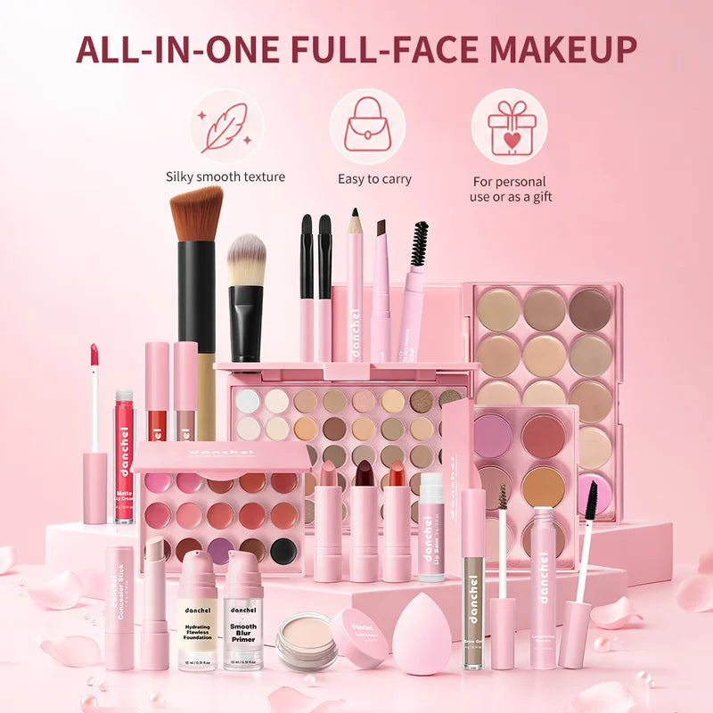 Complete Makeup Kit for Women - All-in-One Cosmetic Set with Brushes & Travel Bag