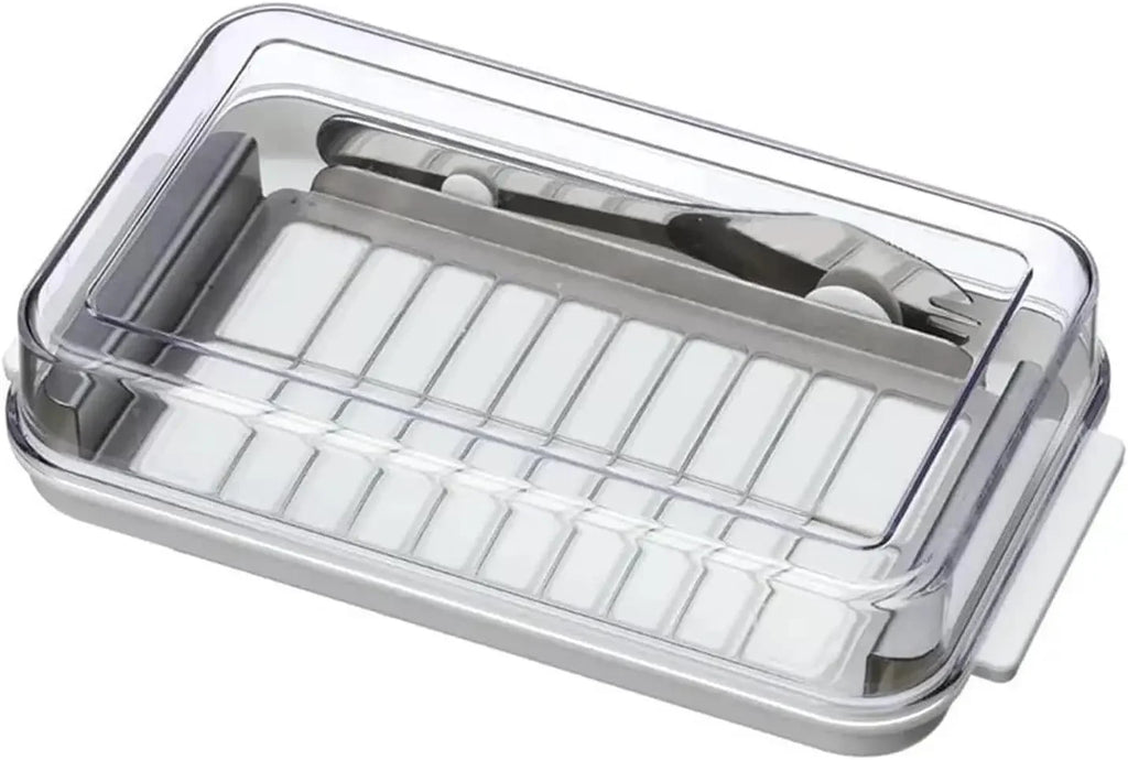 2-in-1 Butter Storage Box with Clear Lid and Cutter - Airtight Rectangular Butter Dish