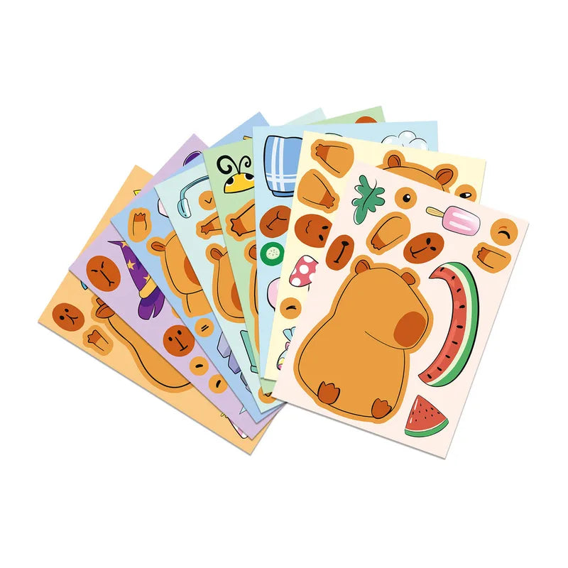 8PCS Waterproof Capybara Puzzle Stickers - Educational Child-Parent Interactive Decals