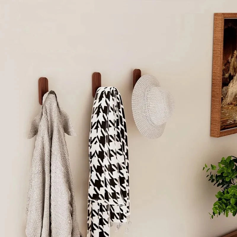 Self-Adhesive Wooden Wall Hook for Hanging Keys Coats Towels Bags - Pack of 1-5
