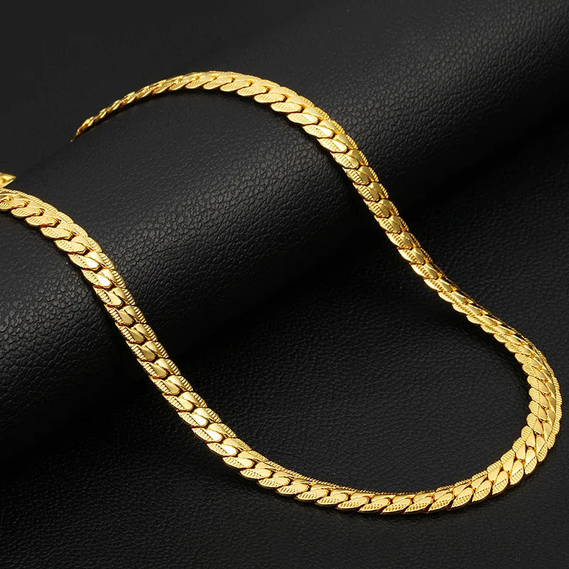 Adjustable Long Snake Chain Necklace 3.5mm Flat Stainless Steel Unisex Jewelry