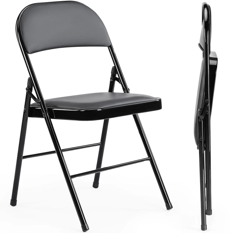 Foldable Leather Padded Living Room & Outdoor Chairs 2 Pack, Stable & Stylish