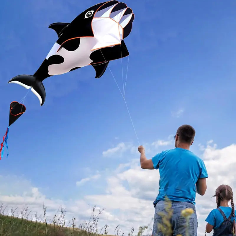 Outdoor Dolphin Kite - 57 Inch Animal Flying Kite for Open Area, Easy to Fly