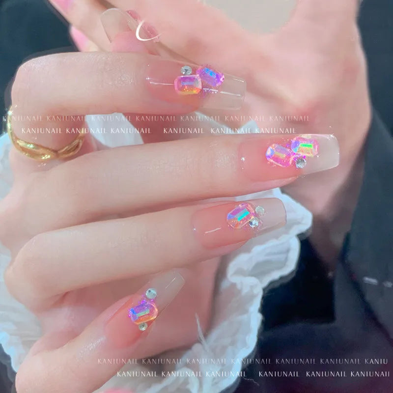 50pcs 3D Aurora Sugar Cube Diamond Nail Art Charms Glitter Rhinestones
