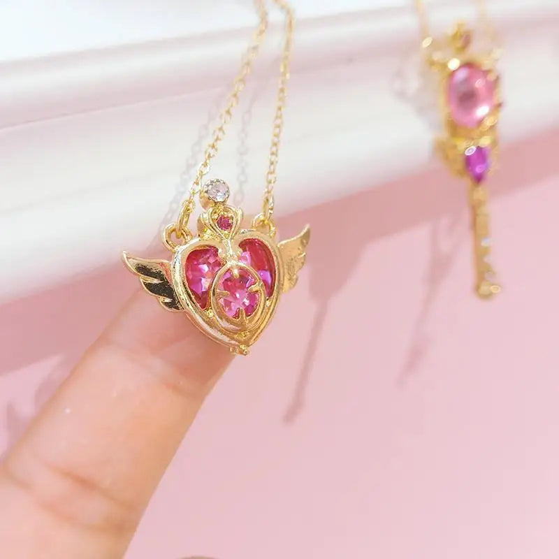 Anime Moon Necklace Set for Women and Girls - Cute Cartoon Enamel Jewelry Gift Collection