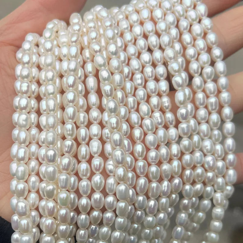 Freshwater Pearl Beads - High-Gloss Rice-Shaped DIY Jewelry Making Supplies
