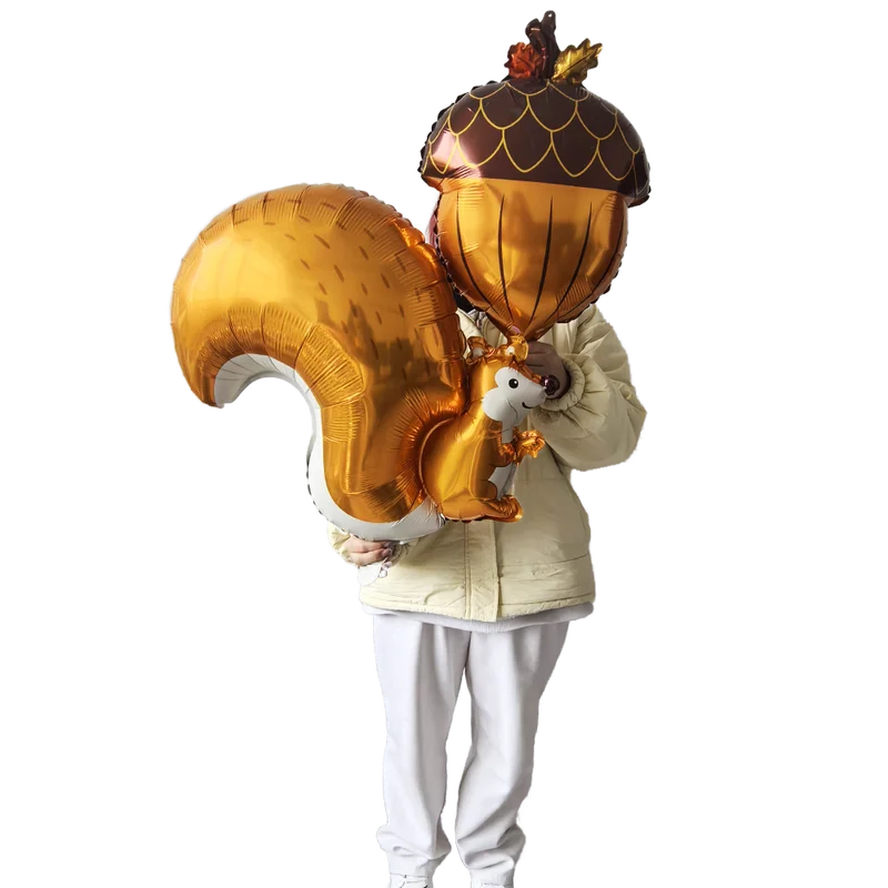 Thanksgiving Foil Balloons Party Decor Set - Squirrel, Mushroom, Leaf, Gift