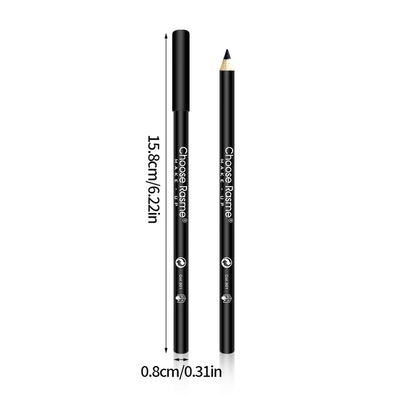 12pcs Waterproof Black Eyeliner Pencils - Smudge-Proof Long-Lasting Eye Makeup Set