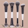 4Pcs Dual-Ended Makeup Brush Set - Soft Fluffy Brushes for Blush & Highlighter