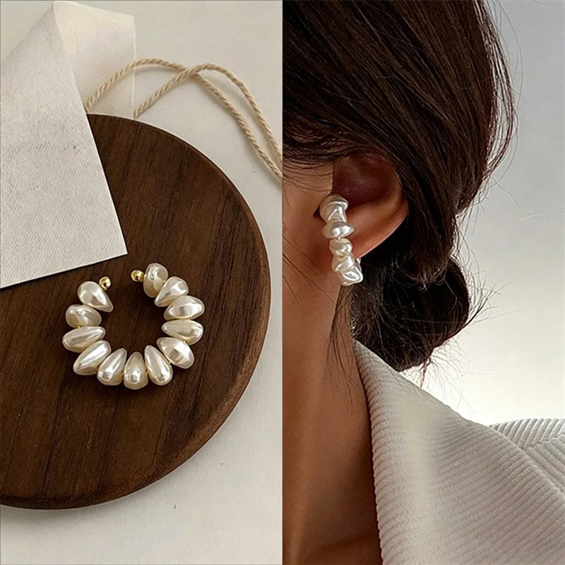 Pearl Ear Cuff Clip Women Fake Piercing Jewelry Gift Set
