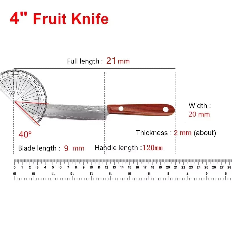 Damascus Steel Chef Knife with Wooden Handle - Handmade Kitchen Cutlery