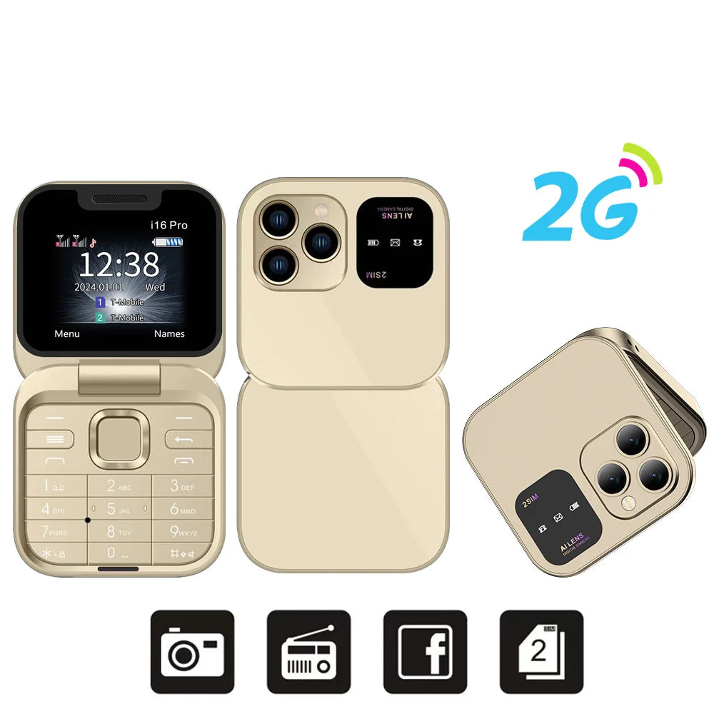 Mini Foldable GSM/4G LTE Mobile Phone with Dual SIM & Call Recording