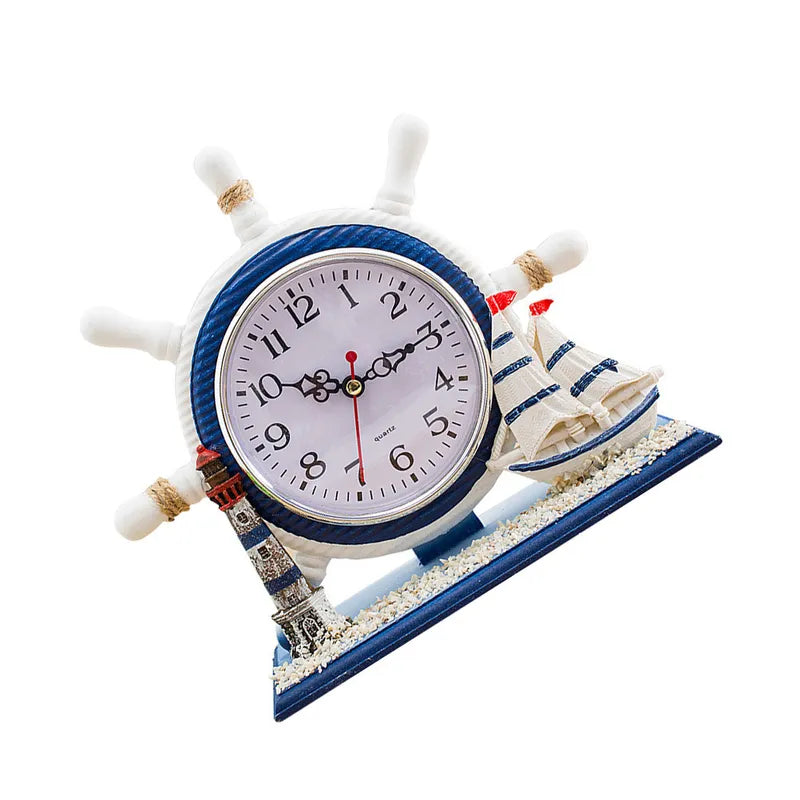 Nautical Style Desk Clock Ocean Theme Silent Tower Lamp for Home & Office Decor