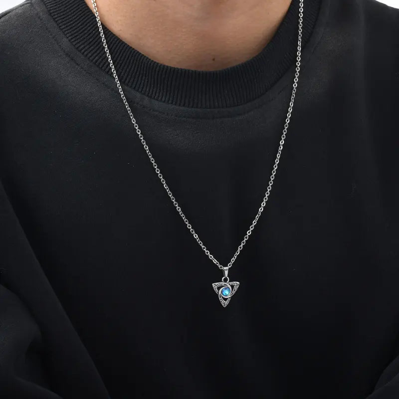 Men's Water-Resistant Moonstone Necklace with Celtic Knot Pendant, Vintage Jewelry Gift