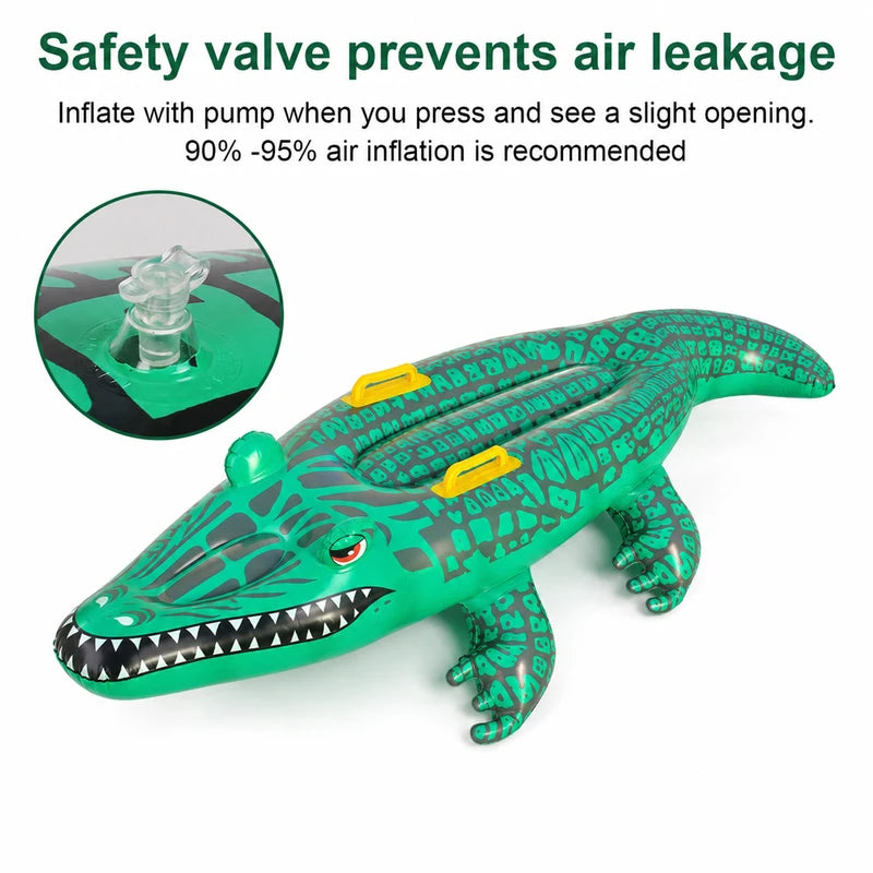 Inflatable Crocodile Pool Float with Handles - Summer Water Toy for Beach & Pool