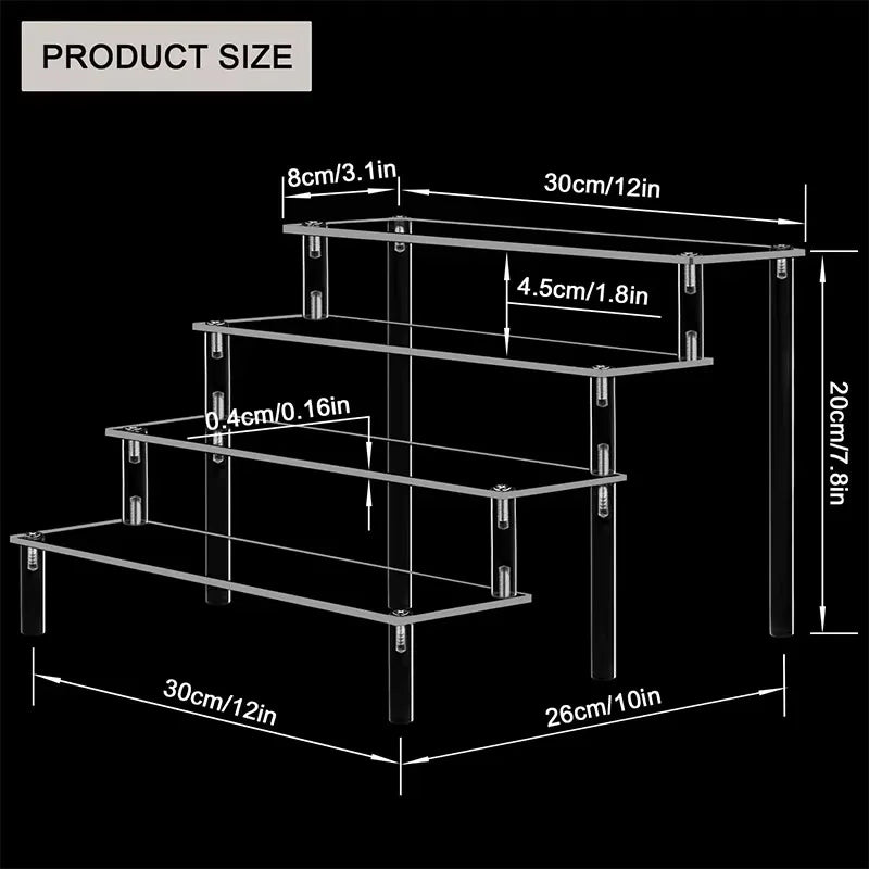 Multi-Tier Acrylic Display Stand Clear Riser for Cupcakes Jewelry & Figurines