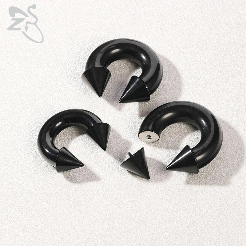 Piercing Nose Ring Barbell Spike Horseshoe Septum Ear Expander 14G-8G