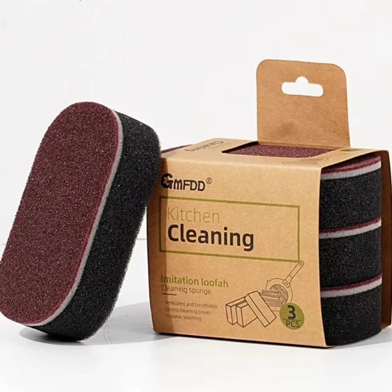 Double-Sided Magic Sponge Stain Remover for Pots and Pans - Rust & Dirt Cleaner Brush